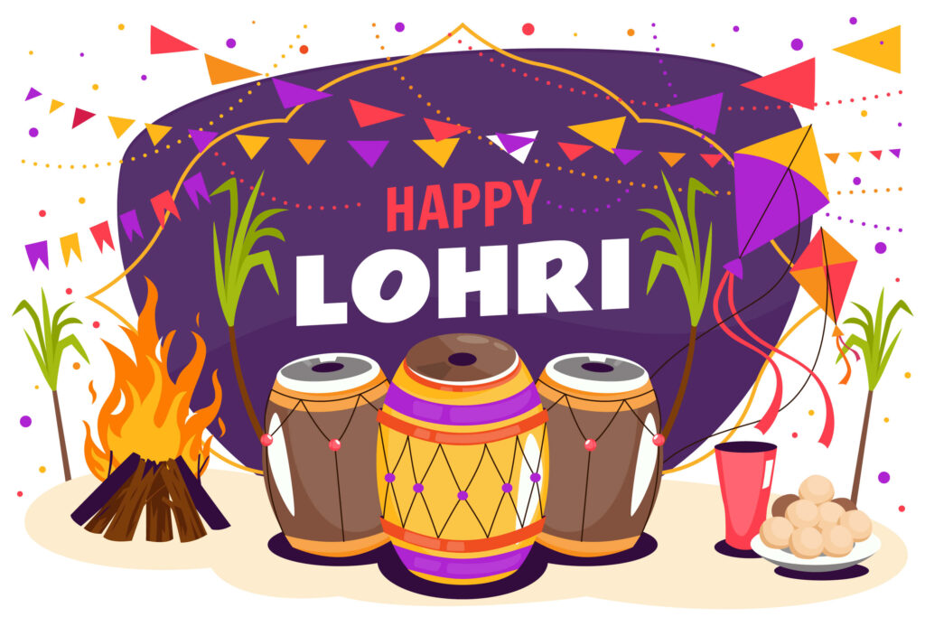 lohri celebration clipart black