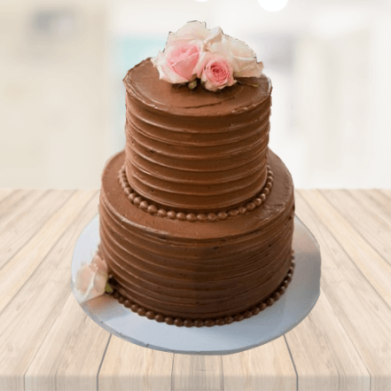 Silver Pearl Fondant 2 Tier Wedding Cake - Dough and Cream