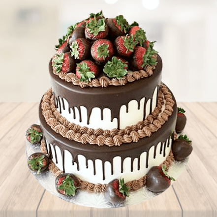 2 Tier Real Flower Cake | Customizable Two Tier Cake Online | Bakehoney