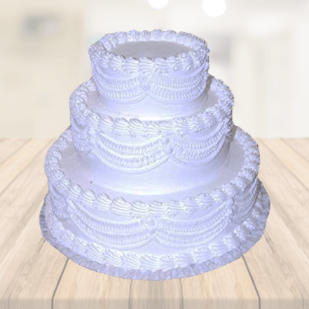 Premium Photo | 3 layer birthday cake featuring a glowing candle against a  party background
