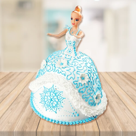 Blue Floral Barbie Dress Cake - Dough and Cream