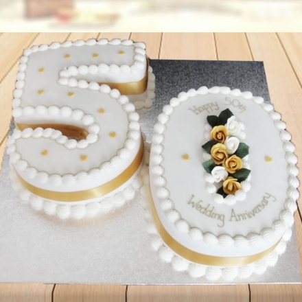 50th Golden Anniversary Cake Buy Digit Cake For Anniversary