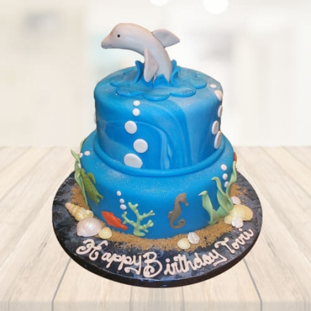 Cute Dolphin Birthday Name Cake - Best Wishes Birthday Wishes With Name