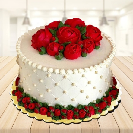 Decorated Red Fresh Cream Cake