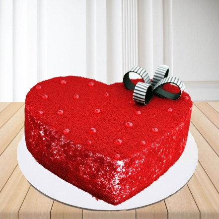 Lovely Red Velvet Heart Shape Cake - Luv Flower & Cake