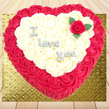 White Rose Vanilla Heart Cake - Cake House Online